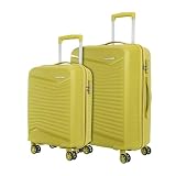 Kamiliant by American Tourister RockLite 66L Hard Sided Trolley Bag for Men Women with 3 Digit Combination Lock Set of 2pc Small Medium Cress Green