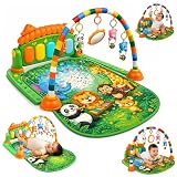 Lifelong Jungle Piano Playgym Musical Mat with Lights Hanging Toys Mirror Soft Tummy Time Crawling Play Mat Motor Fine Skills Development Kick Play Piano Fitness Rack 024 Months