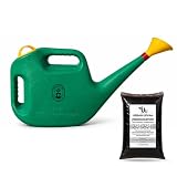 Urban Upvan Watering Can 5L Green with 500g Vermicompost Plastic Garden Water Can with Sprinkler Spout Lightweight Durable Ergonomic Handle Indoor Outdoor Plant Care