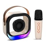 pTron Fusion Moment 10W Mini Bluetooth Speaker with Wireless Karaoke Mic RGB Lights Voice Change Effects 6H Playtime Bluetooth v53 TypeC Fast Charging Cream