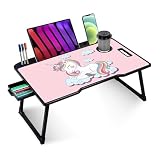 TEKCOOL Smart Multipurpose Foldable Laptop Table with Cup Holder Study Table Bed Table Breakfast Table Foldable and PortableErgonomic Rounded EdgesNonSlip Legs New Unicorn