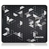 Sounce Gaming Mouse Pad with AntiFray Stitched Edges Waterproof Surface NonSlip Rubber Base UltraSmooth Superfine Fibre Mat 210x260mm Compatible with Laser Optical Mice Black
