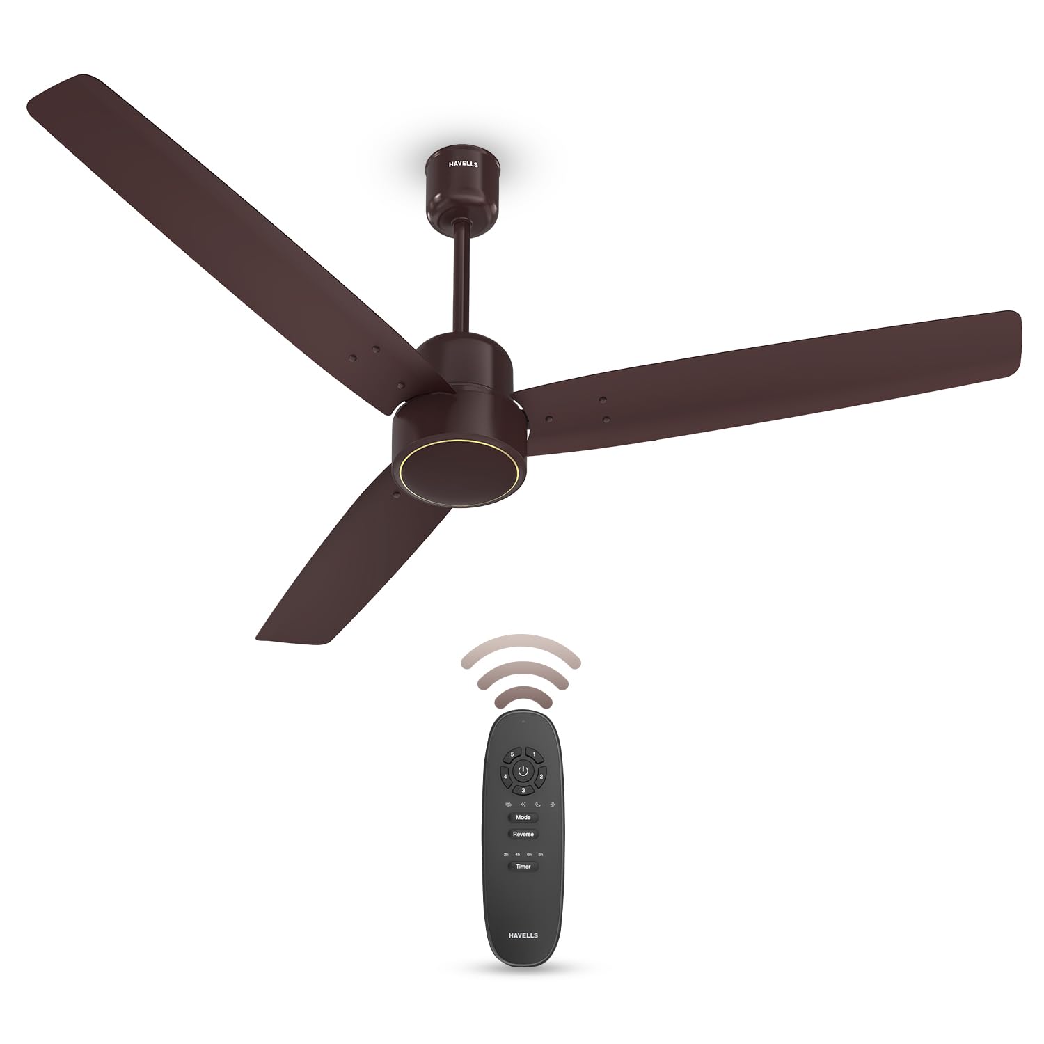 Havells FAB BLDC Ceiling Fan 1200 mm, 380 RPM, Savings upto 65%, Reverse Rotation, 4 Modes (Boost, Sleep, Breeze, Mop), Low Wattage 30 W, Low Noise, Air Flow:235 CMM, 3 Year Warranty, Brown