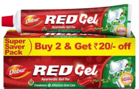 Dabur Red Gel Ayurvedic Toothpaste – 300g (150g x 2) | Reduction in Bad Breath, Plaque & Gingivitis | Freshness with Protection | For Healthy Gums & Effective Dental Care