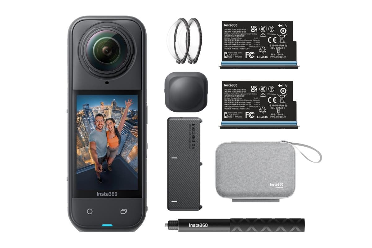 Insta360 X5 Essentials Bundle – Waterproof 8K 360° Action Camera, Leading Low Light, Invisible Selfie Stick Effect, Rugged and Replaceable Lens, 3-Hour Battery, Built-in Wind Guard, Stabilization