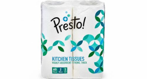 Amazon Brand – Presto! 2 Ply Kitchen Tissue Paper Roll | 120 Pulls | 60 Kitchen Towels X 2 Rolls | Soft And Highly Absorbent | 100% Natural Virgin Cellulose Fiber