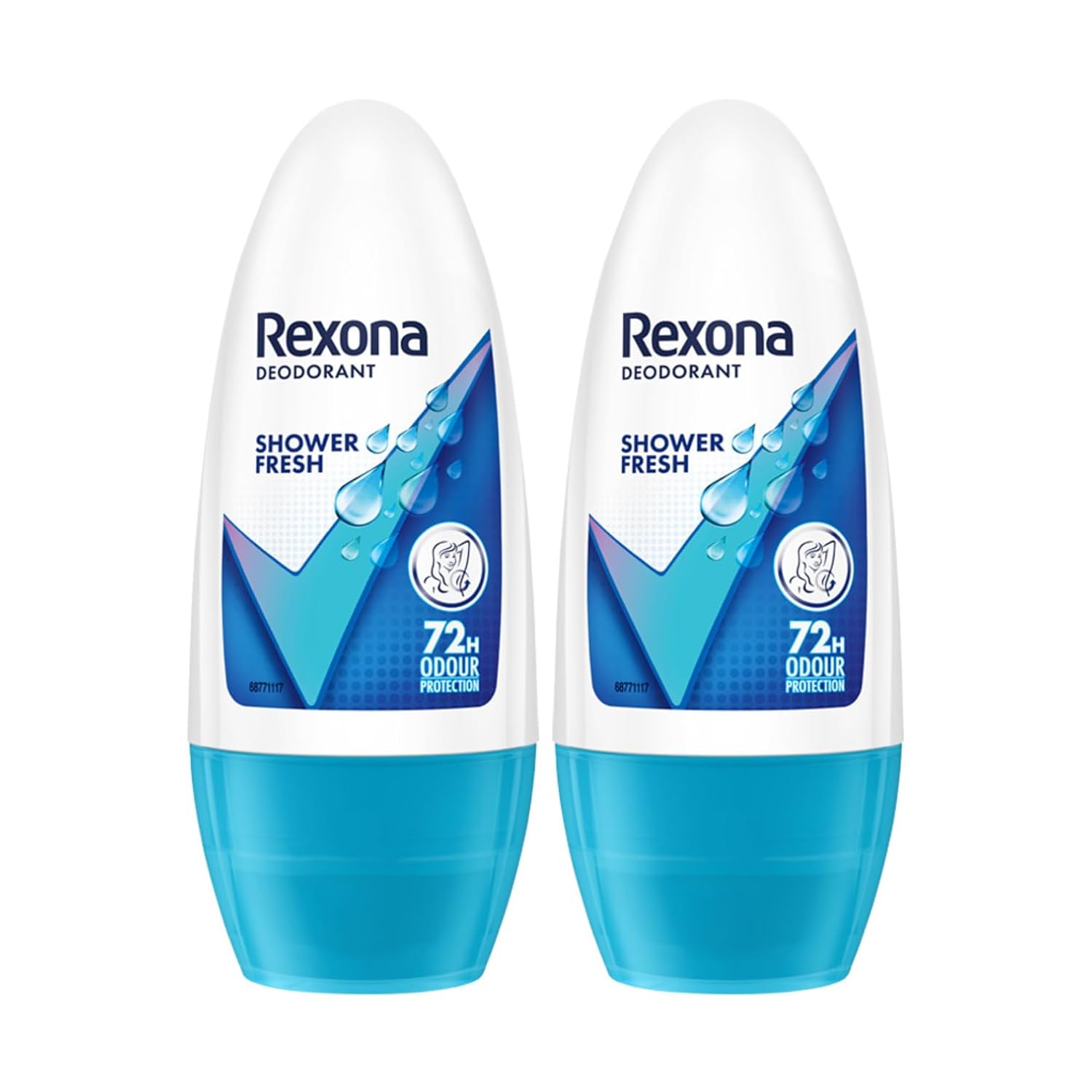 Rexona for Female Shower Fresh Underarm Roll On Deodorant + Antiperspirant With Glycerine, Removes Odour, Even Skin Tone,Keeps Skin Fresh & Clean, Alcohol Free, 50 Ml (Pack Of 2)