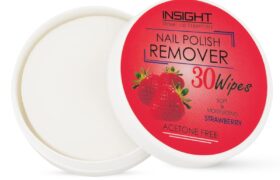 INSIGHT Nail Polish Remover Wipes Strawberry (30 Wipes) – Vitamin E Enriched, Hydrates Nails & Moisturizes Cuticles, Travel-Friendly & Easy to Use