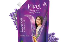 Vivel Fragrant Body Wash, Lavender & Almond Oil Shower Gel, 350 ml Supersaver Refill Pouch, Moisturizing Bodywash, Soft & Smooth Skin, Effective Cleansing, For Women & Men