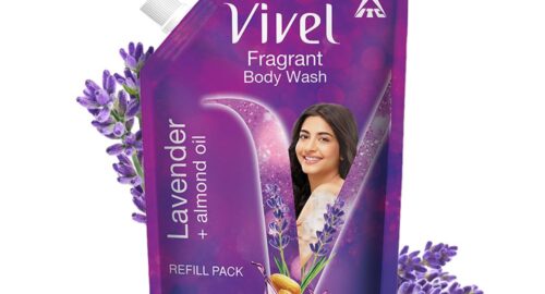 Vivel Fragrant Body Wash, Lavender & Almond Oil Shower Gel, 350 ml Supersaver Refill Pouch, Moisturizing Bodywash, Soft & Smooth Skin, Effective Cleansing, For Women & Men