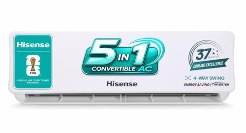 Hisense 1.5 Ton 5 star Inverter Split AC(Copper, 5-in-1 Convertible with Intelligent 4 modes, PM 2.5 filter, Anti corrosion, AS-18TR4R5E, White）