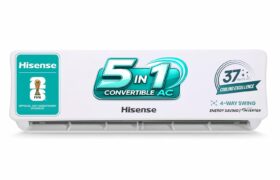 Hisense 1.5 Ton 5 star Inverter Split AC(Copper, 5-in-1 Convertible with Intelligent 4 modes, PM 2.5 filter, Anti corrosion, AS-18TR4R5E, White）