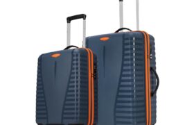 Aristocrat Airpro Max Set of 2 (Cabin+Medium) Trolley Bags, Spanish Blue | 8-Wheels, Polypropylene Case, Spacious, Combination Lock, Sturdy Zipper, Lightweight Travel Luggage, 3-Year Global Warranty