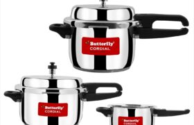 Butterfly Cordial 2L, 3L & 5L SS Pressure Cooker Combo | Stainless Steel | Induction & Gas Stove Compatible| ISI Certified| Triple Safety System| Silver