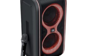 Zebronics Portable Bluetooth Speaker, Upto 5 Hours Playback, Dual 16.51cm Drivers, Karaoke, TWS, BT v5.4, USB, mSD, AUX, RGB, Wireless Mic with Display, Mobile Holder (Party Fyre 90)
