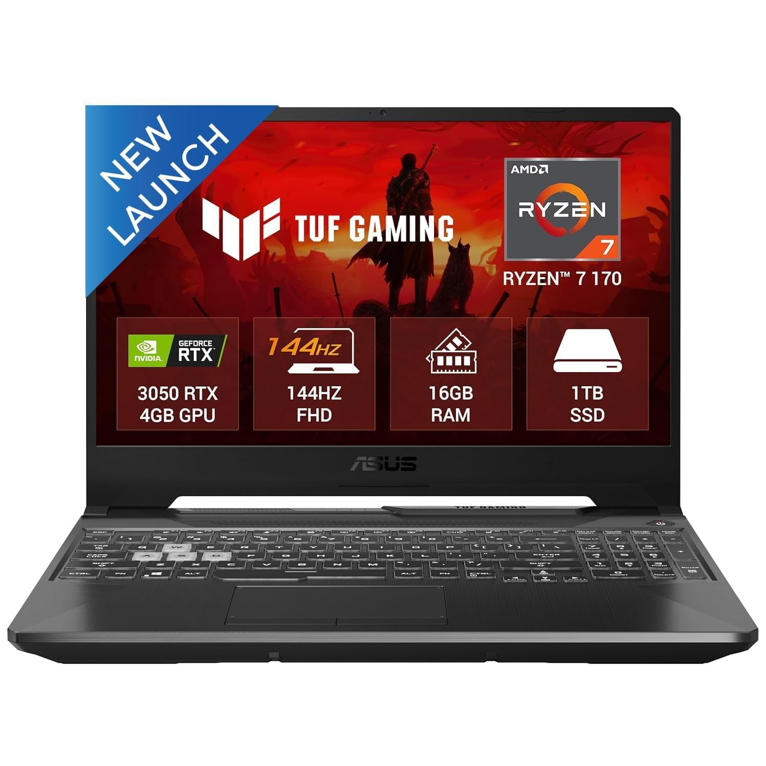 ASUS TUF A15, Smartchoice,AMD Ryzen 7 170,RTX 3050-4GB,16GB RAM (Upgradeable),1TB SSD,FHD, 15.6″(39.6 cm),Win 11 Home, M365 Basic(1Y),Office 2024, Black, 2.3 Kg, FA506NCQ-HN009WS, Gaming Laptop