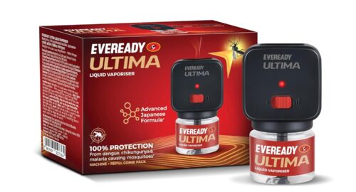 Eveready Ultima Mosquito Repellent, Machine + Refill Combi Pack, Dual Mode – Normal & High, Advanced Japanese Formula, 100% Protection from Dengue, Chikungunya & Malaria