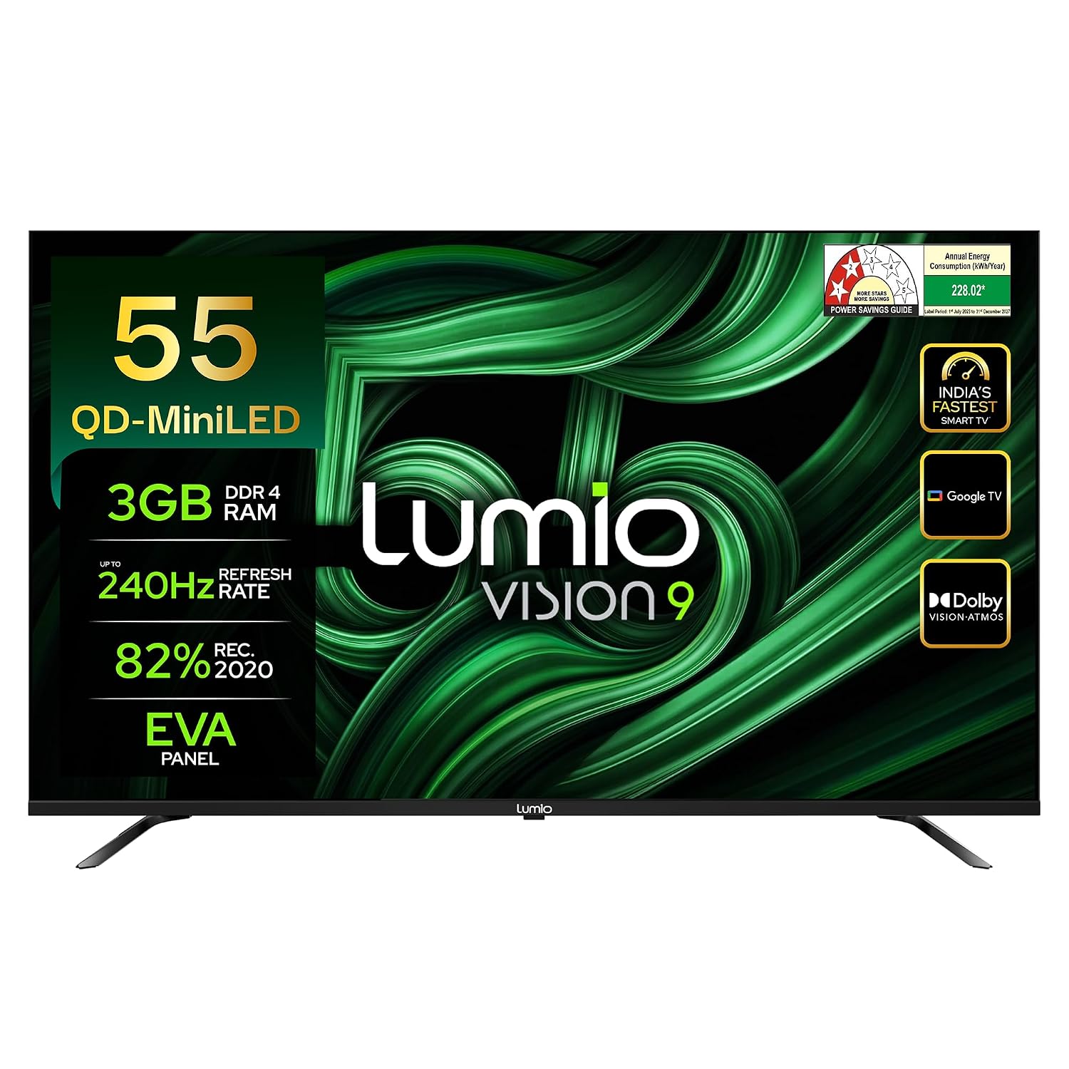 Lumio Vision 9 2026 139cm (55 inches) 4K Ultra HD Smart QD-MiniLED Google TV EPIC3-ADSI