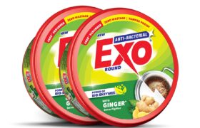 Exo Round Dishwash Bar 700gm X 2 | Complete Dishwashing Solution With Anti-Bacterial Efficacy & Goodness of Ginger Remove Tough Grime Stains With Ease | Experience Hygienic & Superior Cleaning