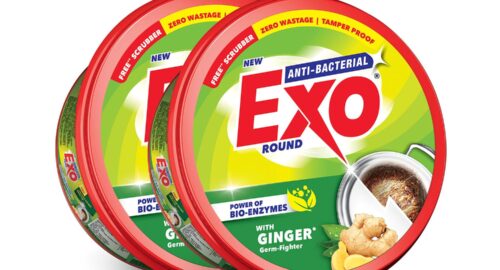 Exo Round Dishwash Bar 700gm X 2 | Complete Dishwashing Solution With Anti-Bacterial Efficacy & Goodness of Ginger Remove Tough Grime Stains With Ease | Experience Hygienic & Superior Cleaning