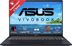 ASUS Vivobook 16, Snapdragon X, 16GB RAM, 512GB SSD, FHD+ 16″, Windows 11, Office Home 2024, Quiet Blue, 1.88kg, X1607QA-MB049WS, Qualcomm Adreno iGPU, 45TOPS, M365 Basic (1Year)* Laptop