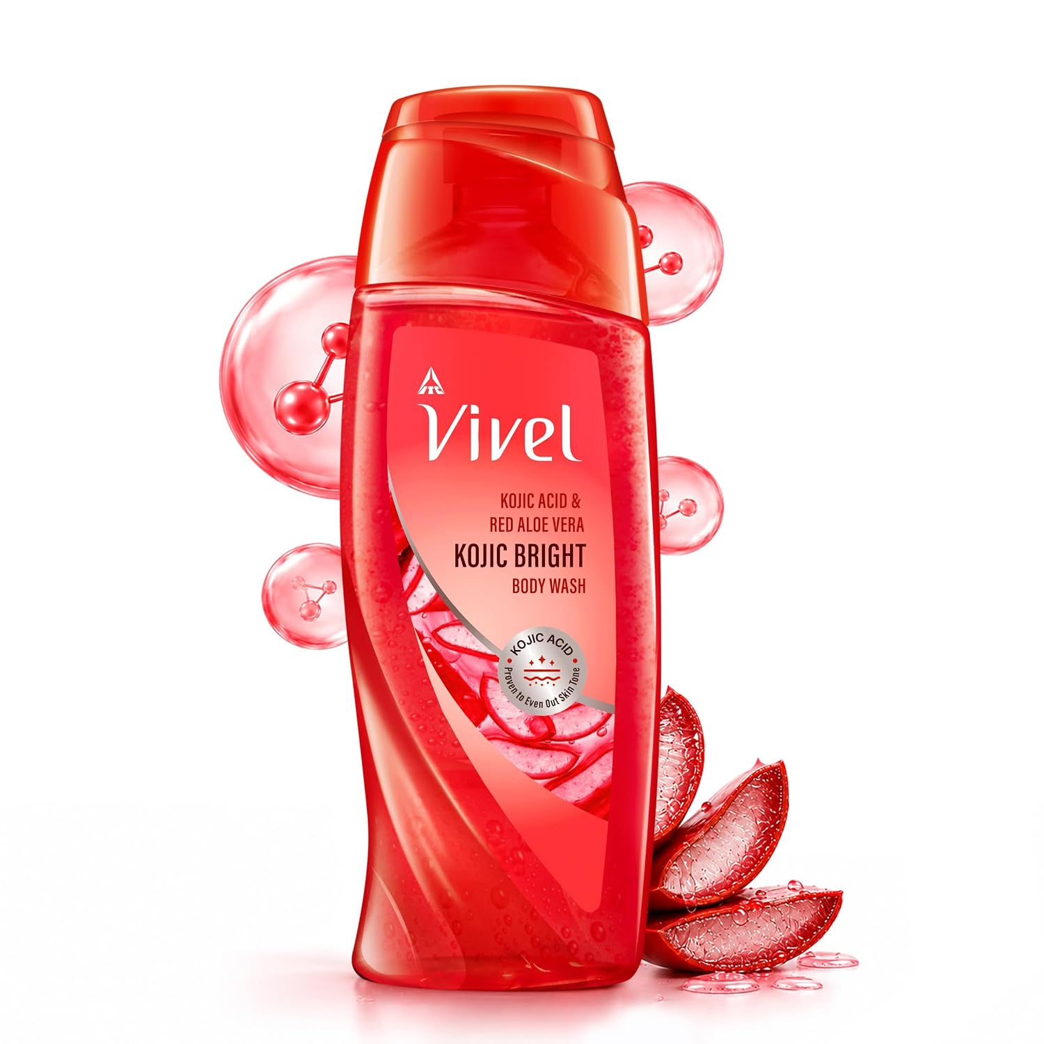 Vivel Kojic Bright Body Wash 200ml|With Kojic Acid & Red Aloe Vera |De tan for Even Toned Skin | Dermatologist Recommended | No Paraben | For Men & Women