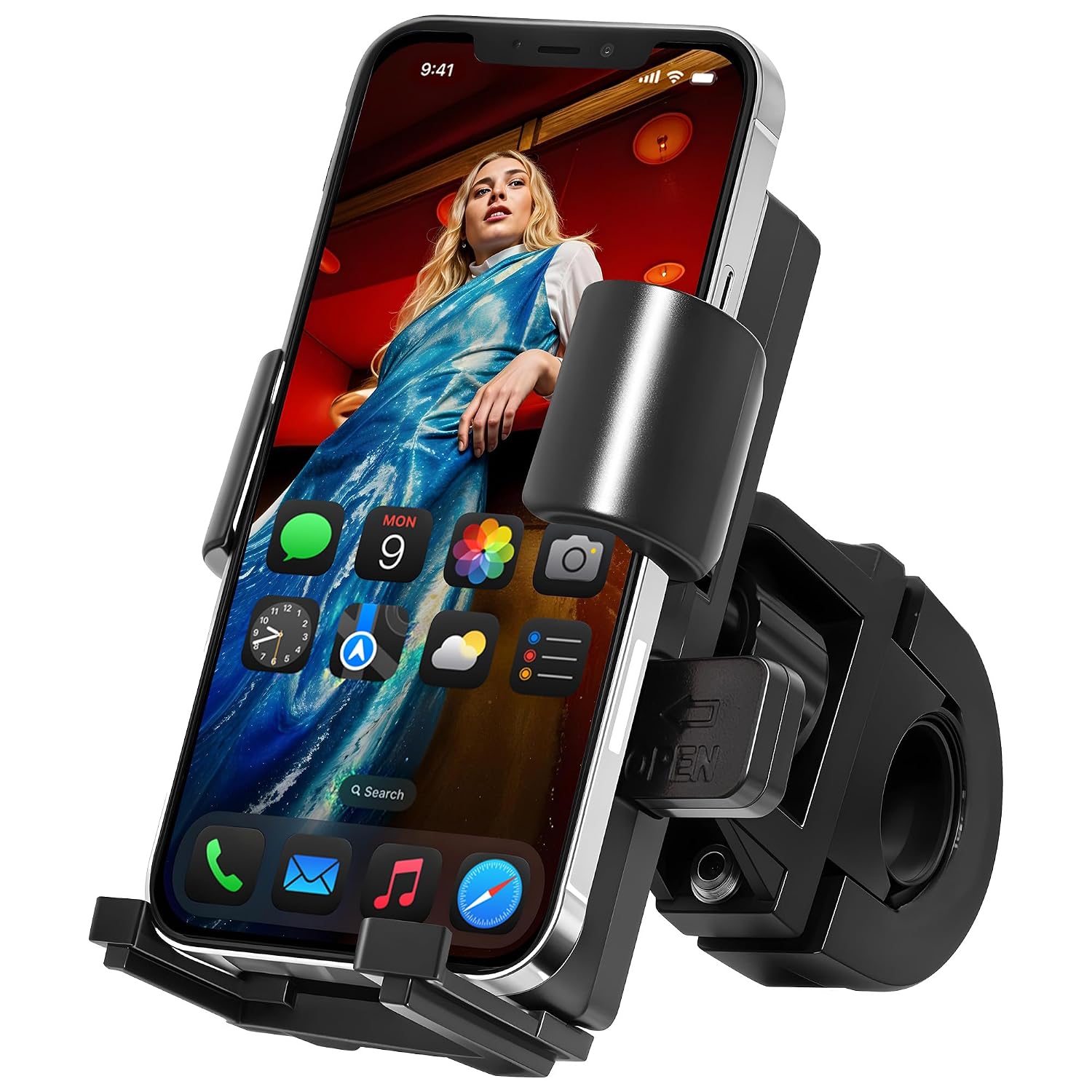 ZEBRONICS BMH110, Bike Smartphones Mobile Holder, Upto 6.1 Inches, 360° Rotatable, One Press Lock and Release, Stable and Secure, Anti-Skid Silicone Pads, Cable Management, for Maps & Navigation