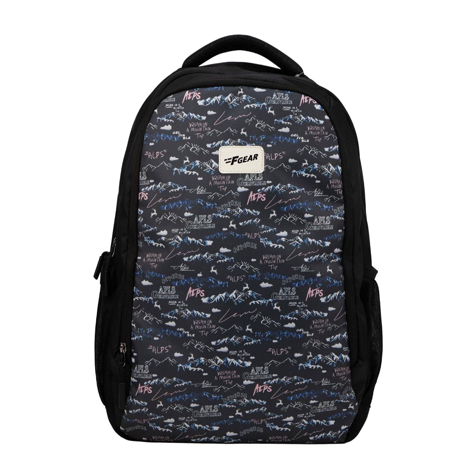F Gear Shinra Black 34L School Backpack|3 Compartments|Airflow Padded Back Panel|Lightweight, Durable & Comfortable with water Bottle Holders|Ideal for School, College, Office & Travel