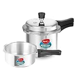 Pigeon by Stovekraft 12708 Aluminium Pressure Cooker Combo Outer Lid Without Induction Base 2 litre and 3 litre Silver