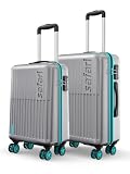 Safari Astra Neo 8 Wheels Set of 2 Cabin Medium Trolley Bags Hard Case Polycarbonate 360 Degree Wheeling Luggage for Men Women Travel Bag Suitcase for Travel Silver