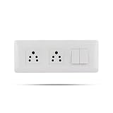 Wipro Northwest Venia Switch Combo of 6M Plate 1M 6A Switch x2 6A 3Pin Socket x2 White Kit 12