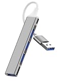 JGD PRODUCTS USB Hub 30 for PC 4Port High Speed USB Hub with Aluminium Shell USB Port Hub 30 Compatible for PC MacBook Mac Pro Mac Mini iMac Surface Pro XPS PC Silver