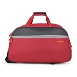 Aristocrat Enigma 52 Cm Polyester Softsided Cabin Size Duffle Trolley with Wheels Red