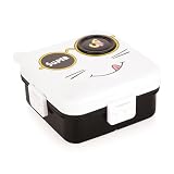 ATTRO Festive Super Cat Lunch Box 2 Layer Plastic Lunch Box Comes with 1 Detachable Tray 1 Small Container 1 Spoon Ideal for Kids BPA Free 1590ml70ml Black White