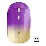 ZEBRONICS Poise Rechargeable Wireless Mouse Dual Mode 24GHz BT Upto 1600 DPI Silent Operation 4 Buttons Comfortable Ergonomic for Mac Laptop Computer Gradient Purple