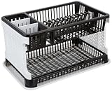 Clazkit Dish Drainer Plastic Cutlery Holder Drying Basket Dish Drying Rack for Kitchen Utensils Standing Shelf Bartan Stand Countertop for Kitchen 51 33 272 Centimeters Black