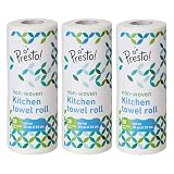 Presto NonWoven Reusable Kitchen Towel Roll 50 Pulls 150 Sheets Pack of 3 Size 20 x 22 cm White Washable Highly Absorbent For Daily Use