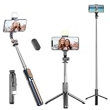 Kratos K14 Selfie Stick Tripod 100CM Length with Light 3 in 1 Multifunctional Design Rechargable LED Light with Two Brighness Levels for Make up Selfie Photo Shoot with Bluetooth Remote
