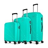 Skybags Streax Set of 3 SML Hard Case Trolley Bags Turquoise Stylish Sculpted Ridges Durable Polyproylene Case8Wheels Combination LockSpacious Travel Luggage 5Year Global Warranty