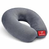 Trajectory Travel Neck Pillow for Travelling and Sleeping in Airplane Flight Cab Car Train Bus for Men and Women Grey As seen on Shark Tank