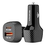 Kratos 51W Fast Car Charger with Dual Output 51 Watts Total 28W USB 25W Type C PD Fast Charging Adapter for iPhone Android Smartphones and Tablets Black