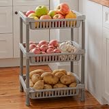 HomeWiz Kitchen Rack 3 Layer Lifetime Usage Heavy Duty Plastic Stand Kitchen Storage Cart Onion Potato Rack For Kitchen Multipurpose Storage Rack for Fruits VegetablesDurable Kitchen Stand