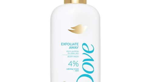 DOVE Exfoliate Away Serum Body Wash, 300 ml, for Refined and Silky Skin, with 4% Refining Serum + AHA, Dermatologist Co-Created, Paraben & SLS Free