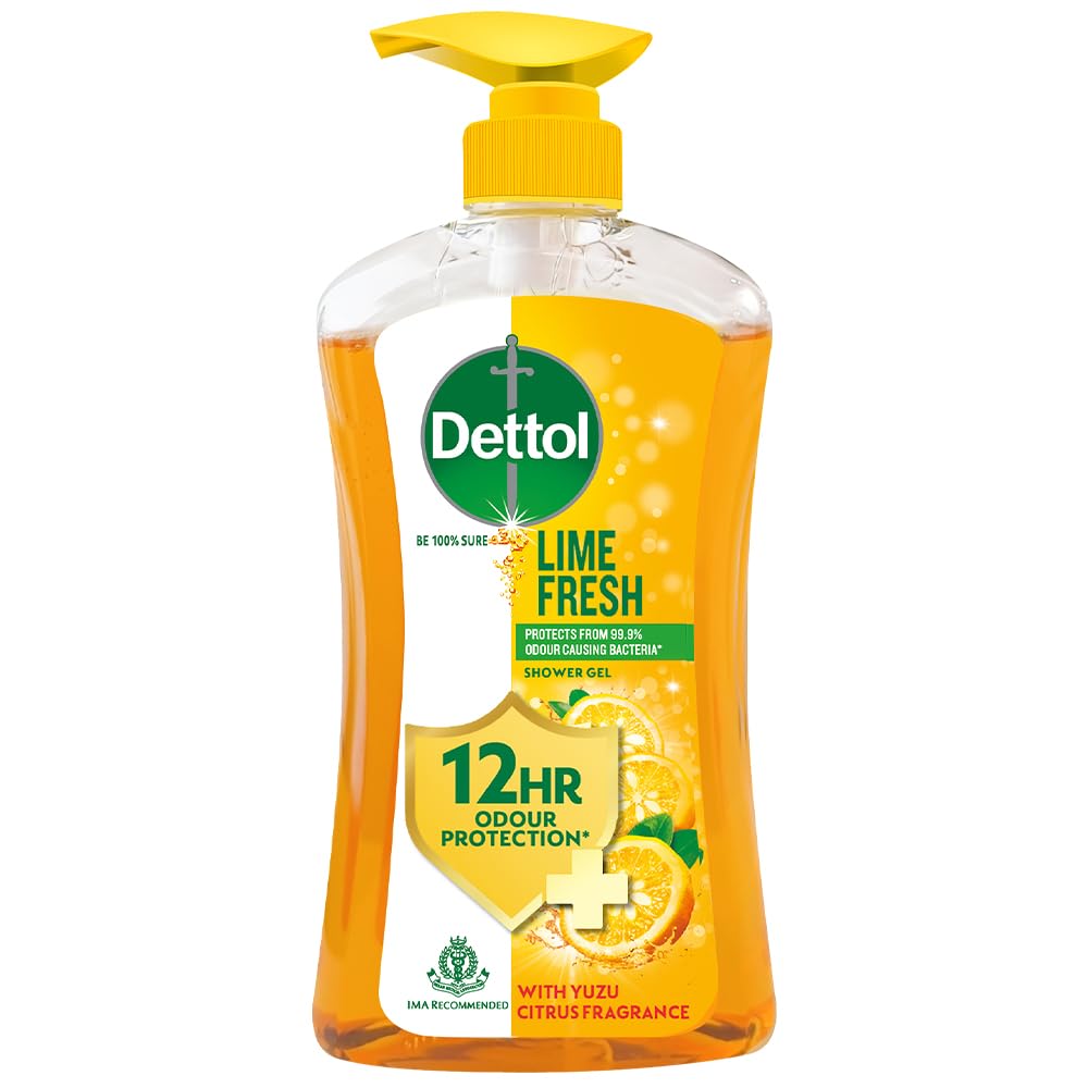 Dettol Body Wash and Shower Gel for Women and Men, Lime Fresh – 500ml | Soap-Free Bodywash | 12h Odour Protection