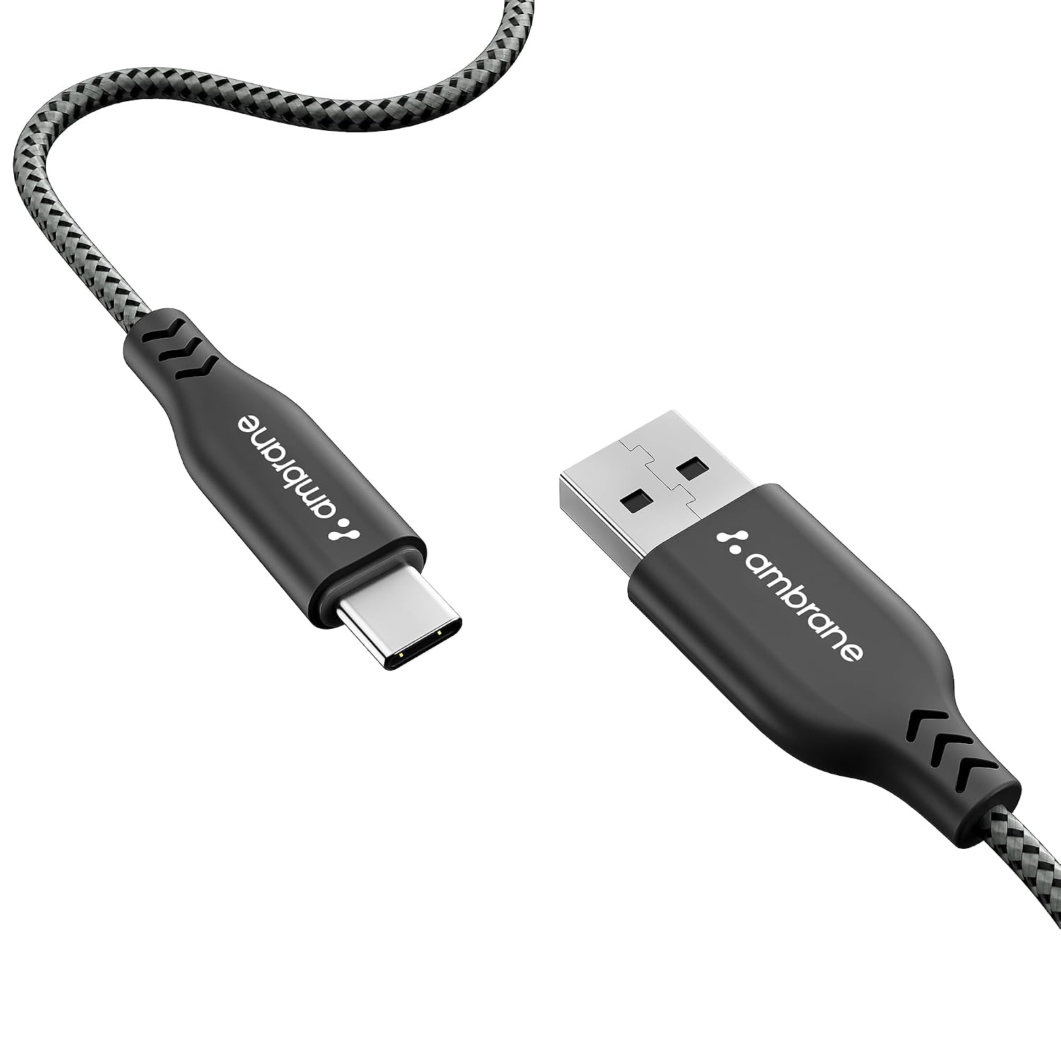 Ambrane Type C Cable 3A Fast Charging 1M Braided Cable for Iphone Smartphones, Tablets, Laptops & other Type C devices, 480Mbps Data Sync, Quick Charge 3.0 (RCT 10, Black)