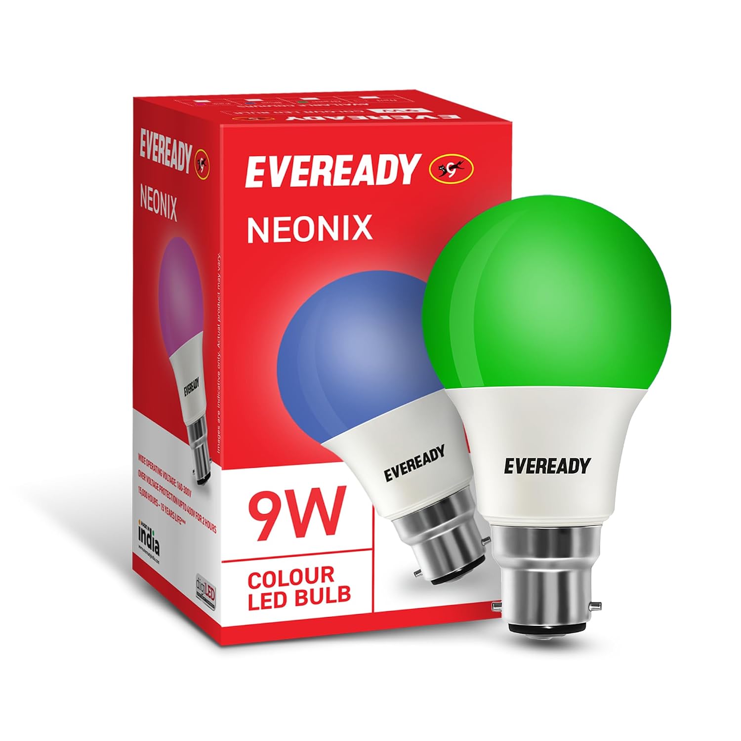 Eveready Neonix 9W Color LED Bulb, B22 Base, Green