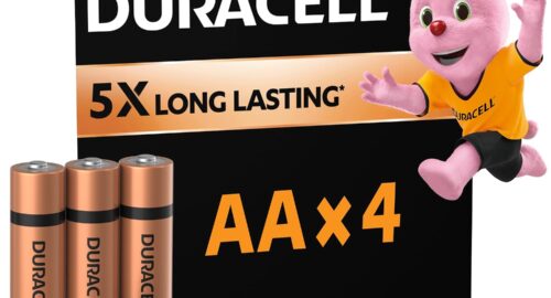 Duracell Alkaline AA Battery, Pack of 4, Everyday Devices, Clock, Remote, Toy